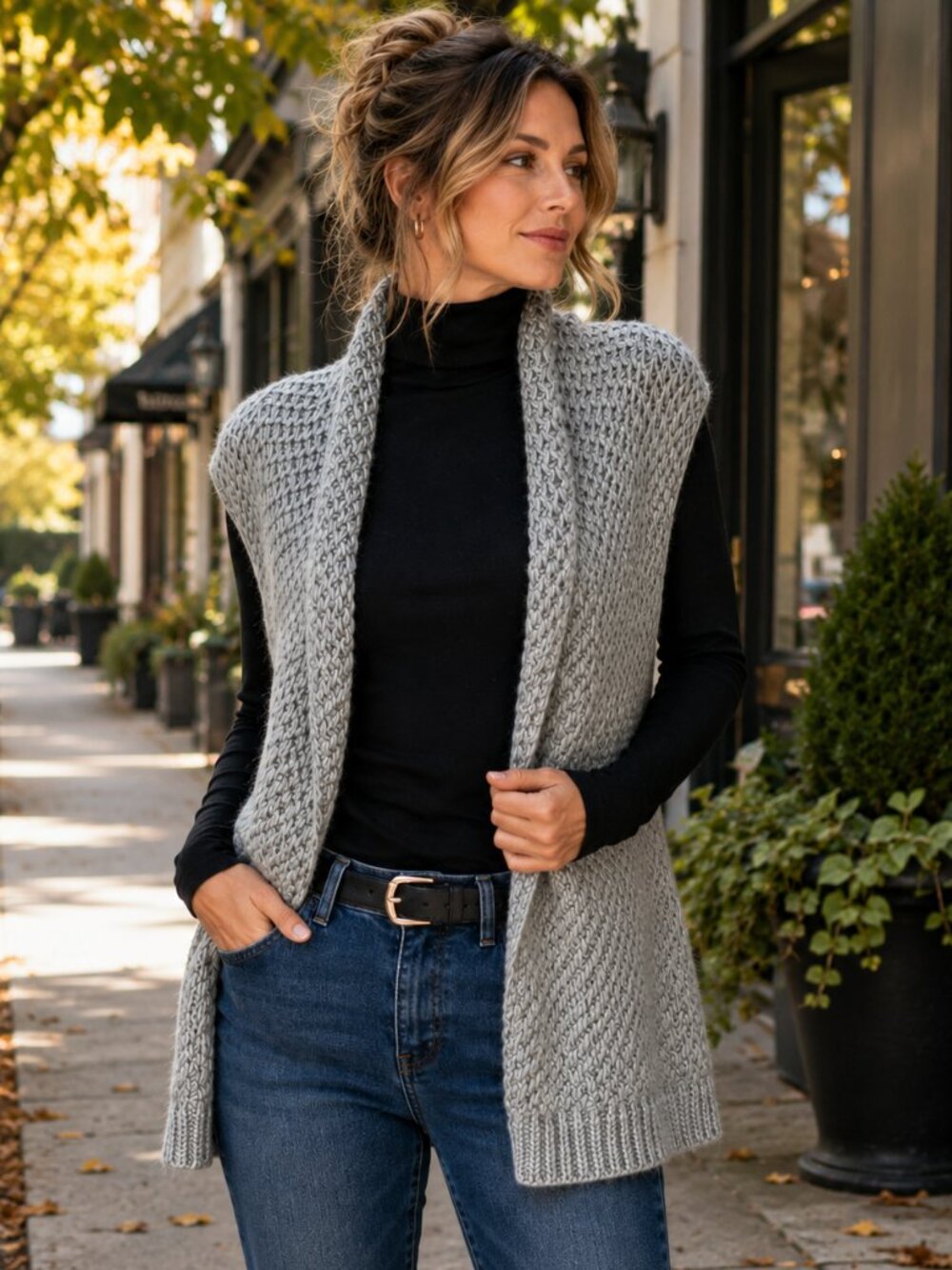 J.Jill Alpaca Blend Chunky Knit Sweater Vest Gray S